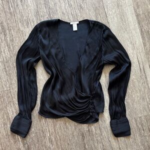 H&M Elegant Black Satin Blouse